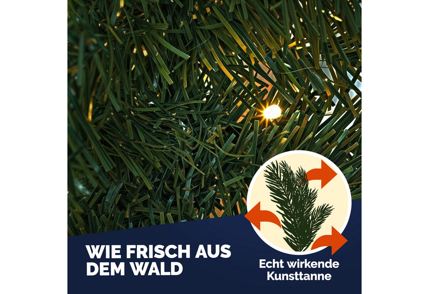 Kunstgirlande, Casaria, Höhe 28 cm, Weihnachtsgirlande 10m 200 LED Warmweiß Innen Außen IP44 Girlande – Bild 5 von 5