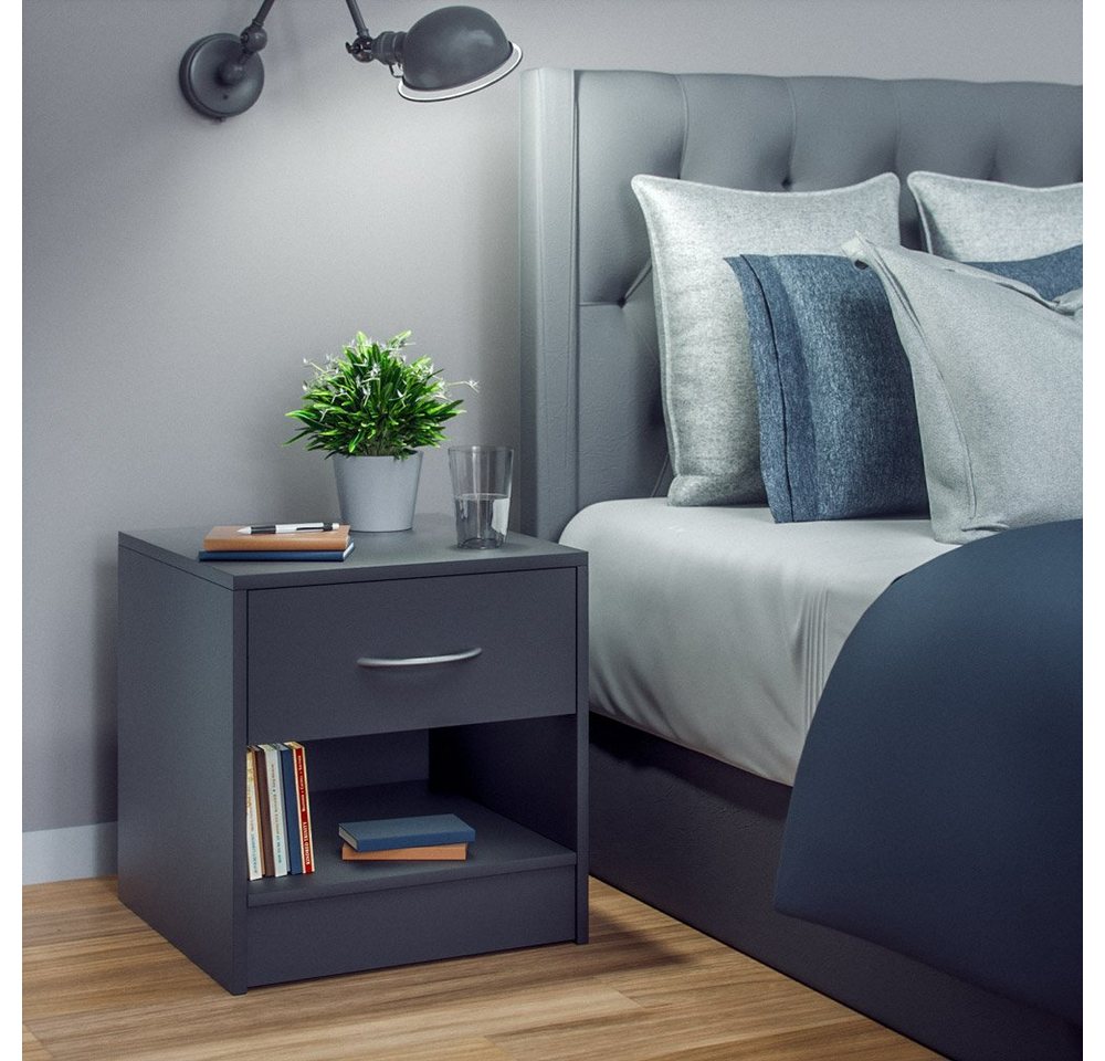 Casaria Nachttisch Kiel (1-St), mit Schublade 41x39x28cm Holz Modern Schlafzimmer Bett Nachtschrank – Bild 2 von 5
