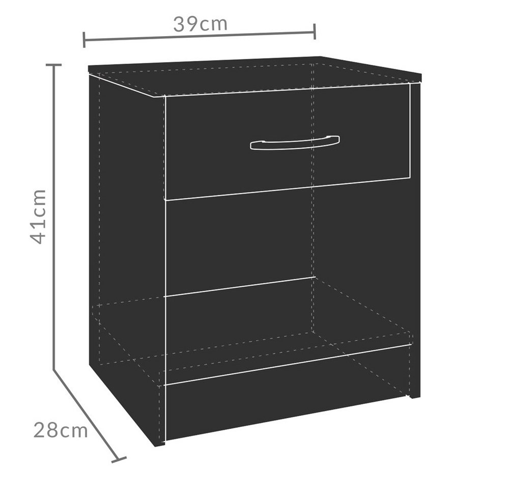 Casaria Nachttisch Kiel (2-St), mit Schublade 41x39x28cm Holz Modern Schlafzimmer Bett Nachtschrank – Bild 5 von 5