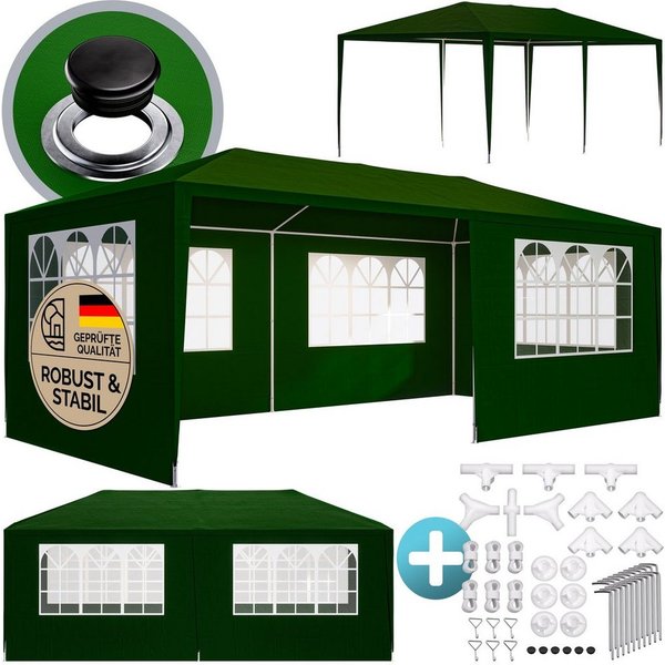 Casaria Partyzelt Rimini, grün 3x6m UV-Schutz 18m² Wasserabweisend 6 Seitenteile Pavillon