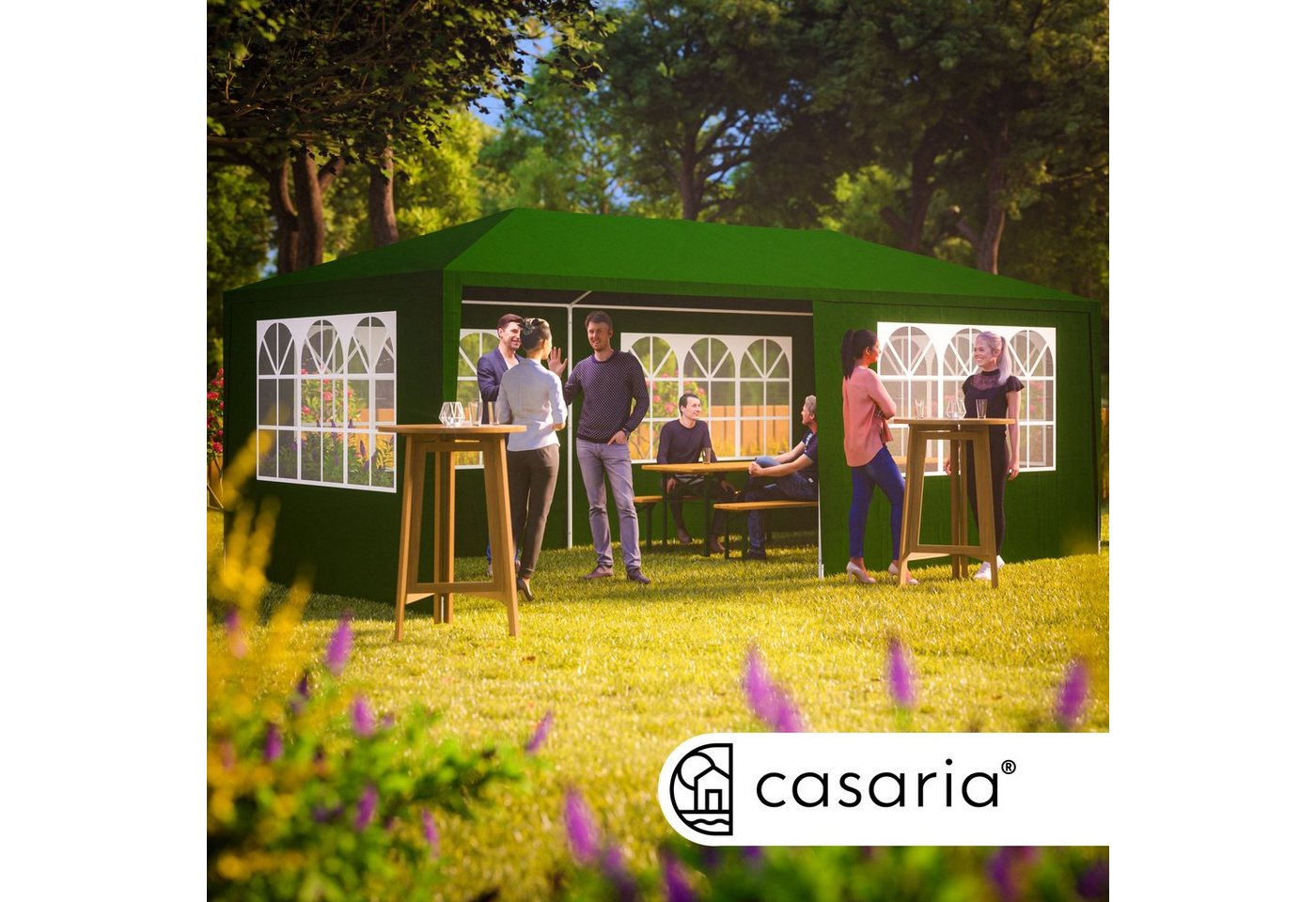 Casaria Partyzelt Rimini, grün 3x6m UV-Schutz 18m² Wasserabweisend 6 Seitenteile Pavillon – Bild 2 von 5