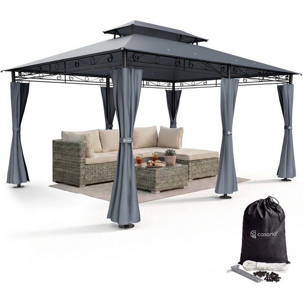 Casaria Pavillon Topas, 3x4m UV-Schutz 50+ Wasserabweisend Stabil Robust Metall Anthrazit