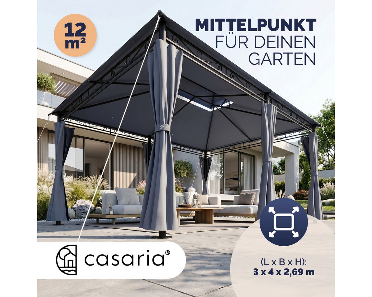 Casaria Pavillon Topas, 3x4m UV-Schutz 50+ Wasserabweisend Stabil Robust Metall Anthrazit – Bild 2 von 5