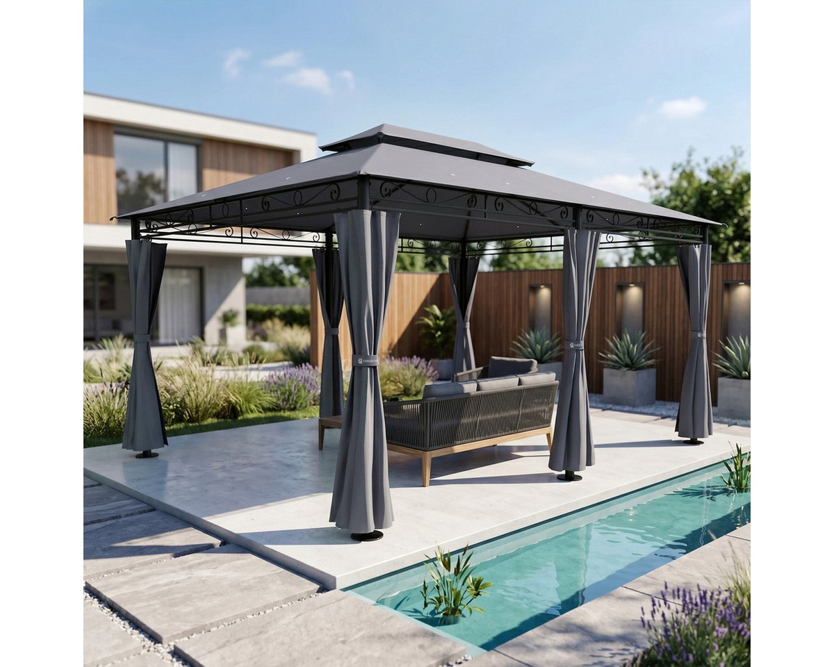 Casaria Pavillon Topas, 3x4m UV-Schutz 50+ Wasserabweisend Stabil Robust Metall Anthrazit – Bild 3 von 5