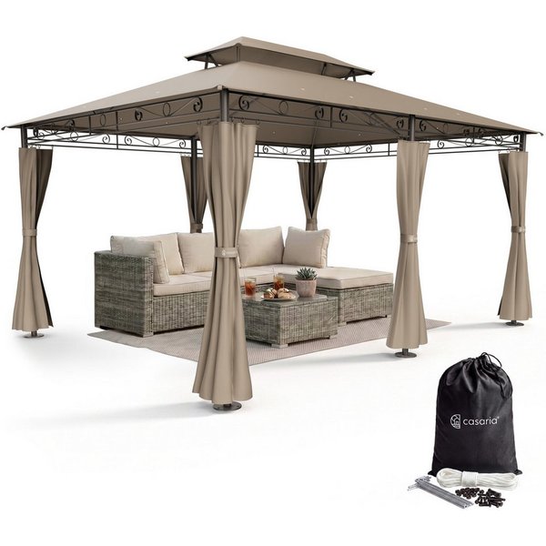 Casaria Pavillon Topas, 3x4m UV-Schutz 50+ Wasserabweisend Stabil Robust Metall Taupe