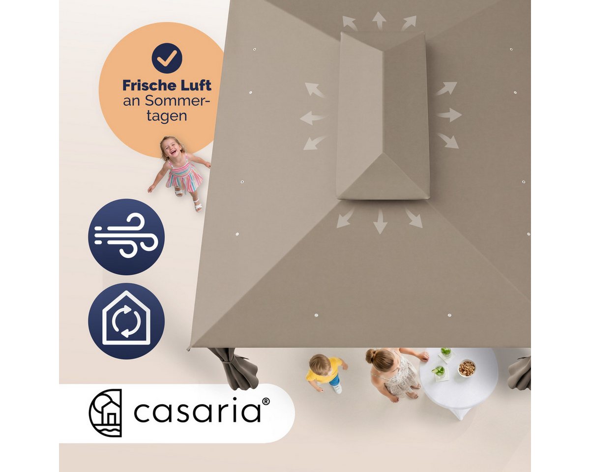Casaria Pavillon Topas, 3x4m UV-Schutz 50+ Wasserabweisend Stabil Robust Metall Taupe – Bild 4 von 5