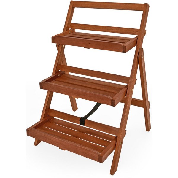 Casaria Pflanzentreppe, 80x59x56cm FSC®-zertifiziertes Akazienholz 3stufig Blumenregal Braun