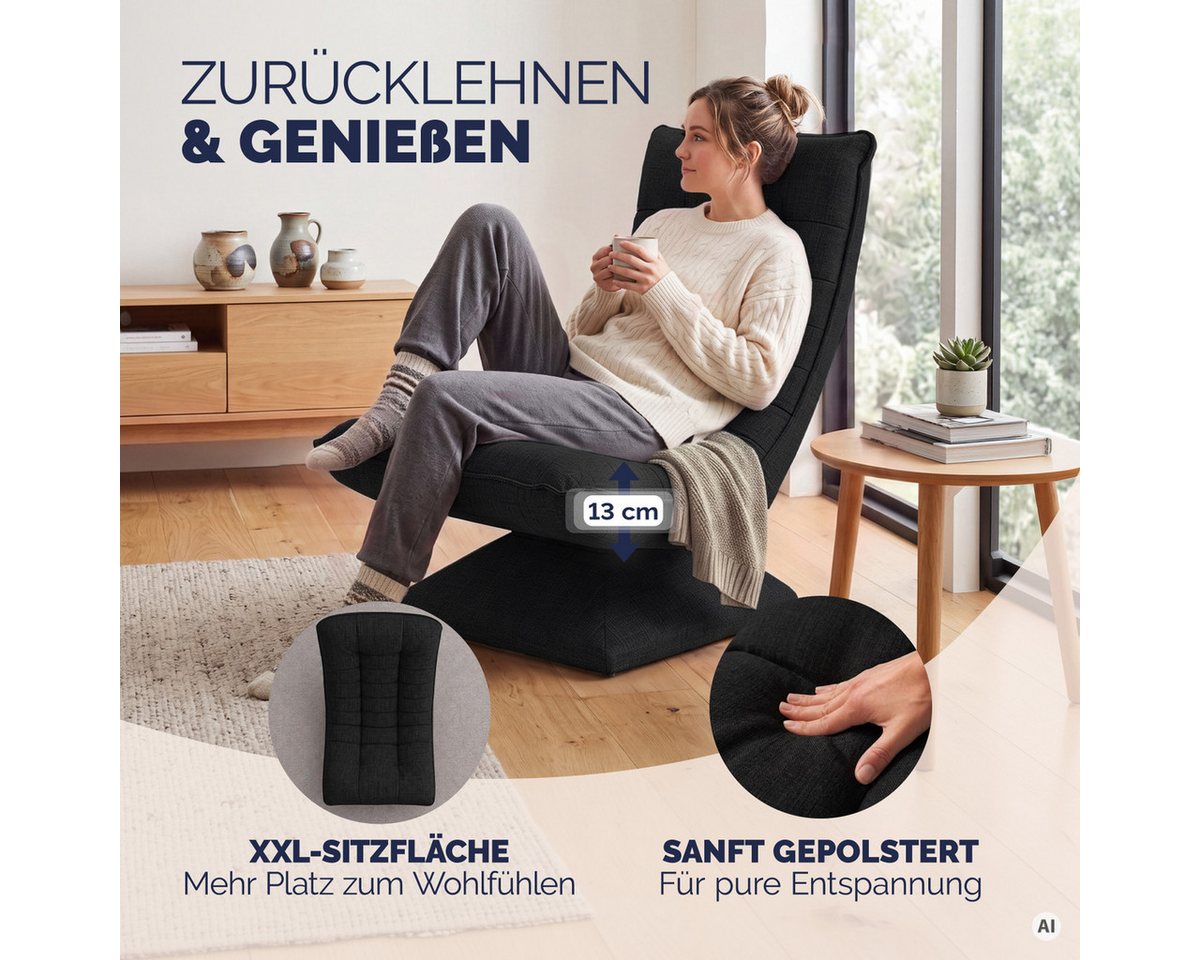 Casaria Relaxsessel Aberdeen, verstellbare Lehne Drehbar Klappbar 150kg Belastbarkeit 60x105x87cm – Bild 2 von 5
