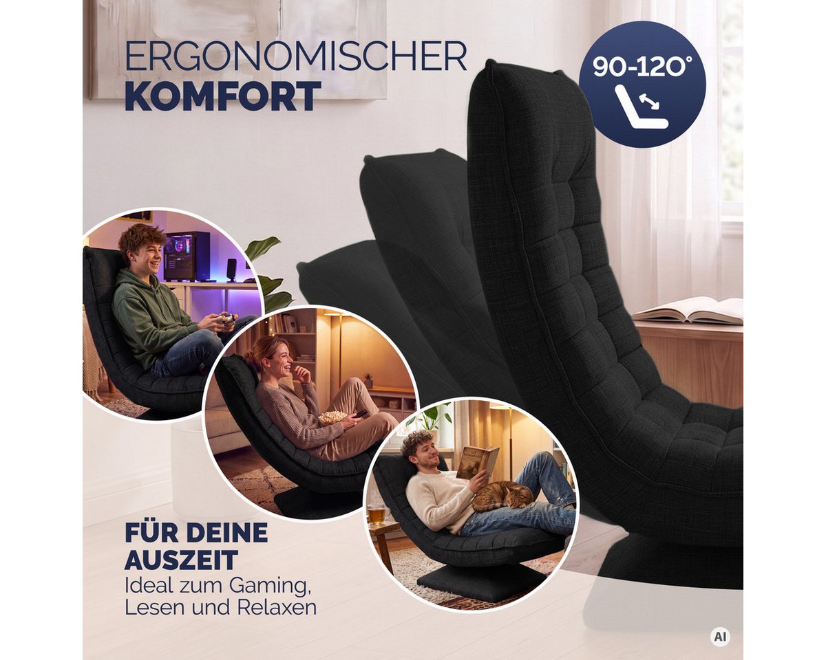 Casaria Relaxsessel Aberdeen, verstellbare Lehne Drehbar Klappbar 150kg Belastbarkeit 60x105x87cm – Bild 4 von 5