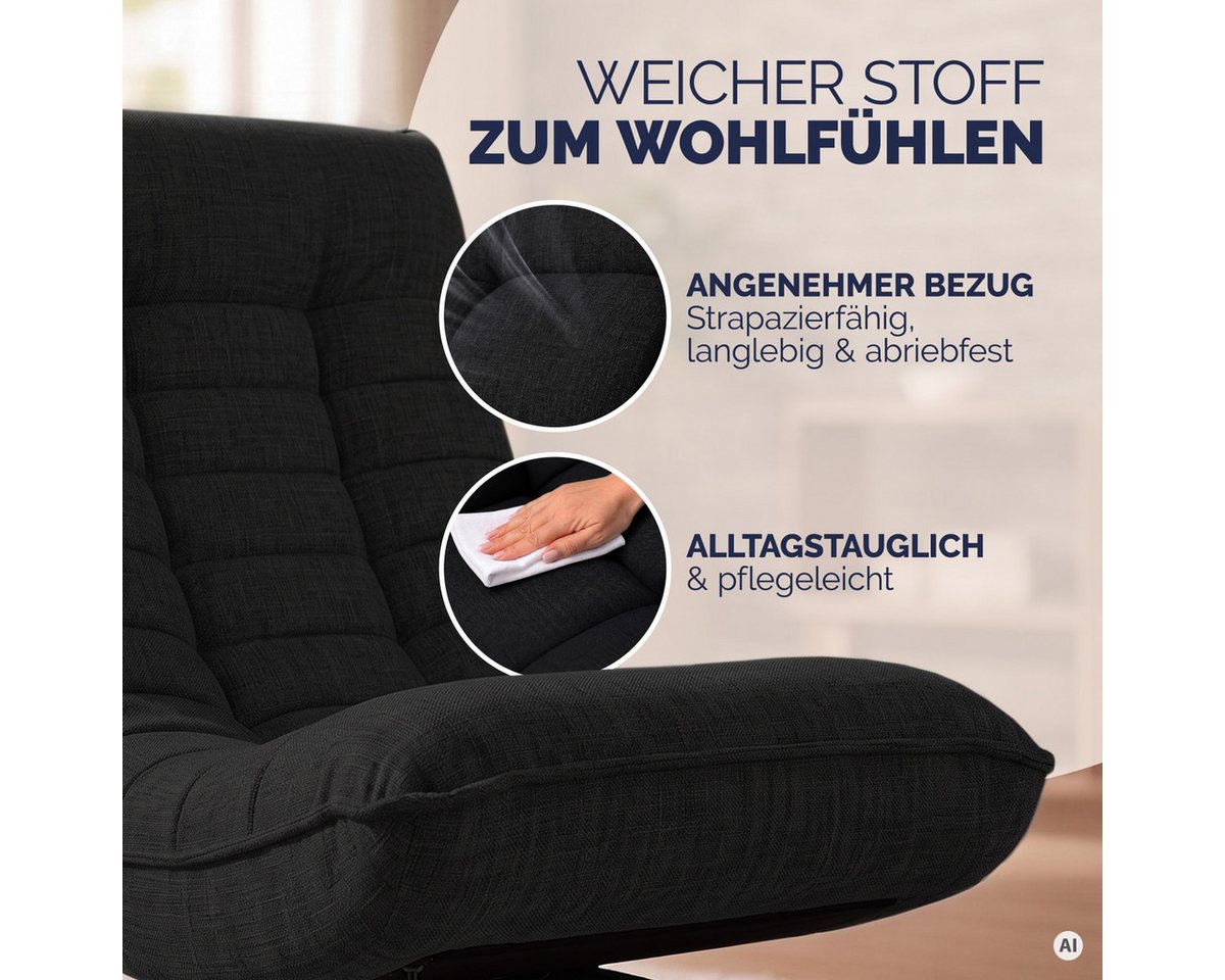 Casaria Relaxsessel Aberdeen, verstellbare Lehne Drehbar Klappbar 150kg Belastbarkeit 60x105x87cm – Bild 5 von 5