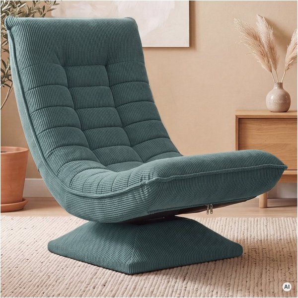 Casaria Relaxsessel Aberdeen Cord, verstellbare Lehne Drehbar Klappbar 150kg Belastbarkeit 60x105x87cm