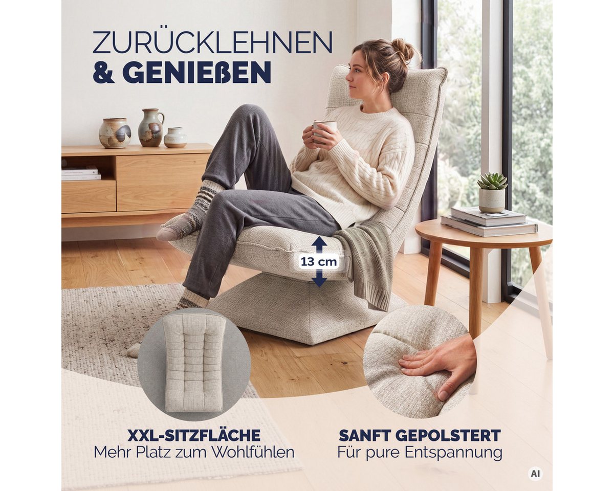 Casaria Relaxsessel Aberdeen, verstellbare Lehne Drehbar Klappbar 150kg Belastbarkeit 60x105x87cm – Bild 2 von 5