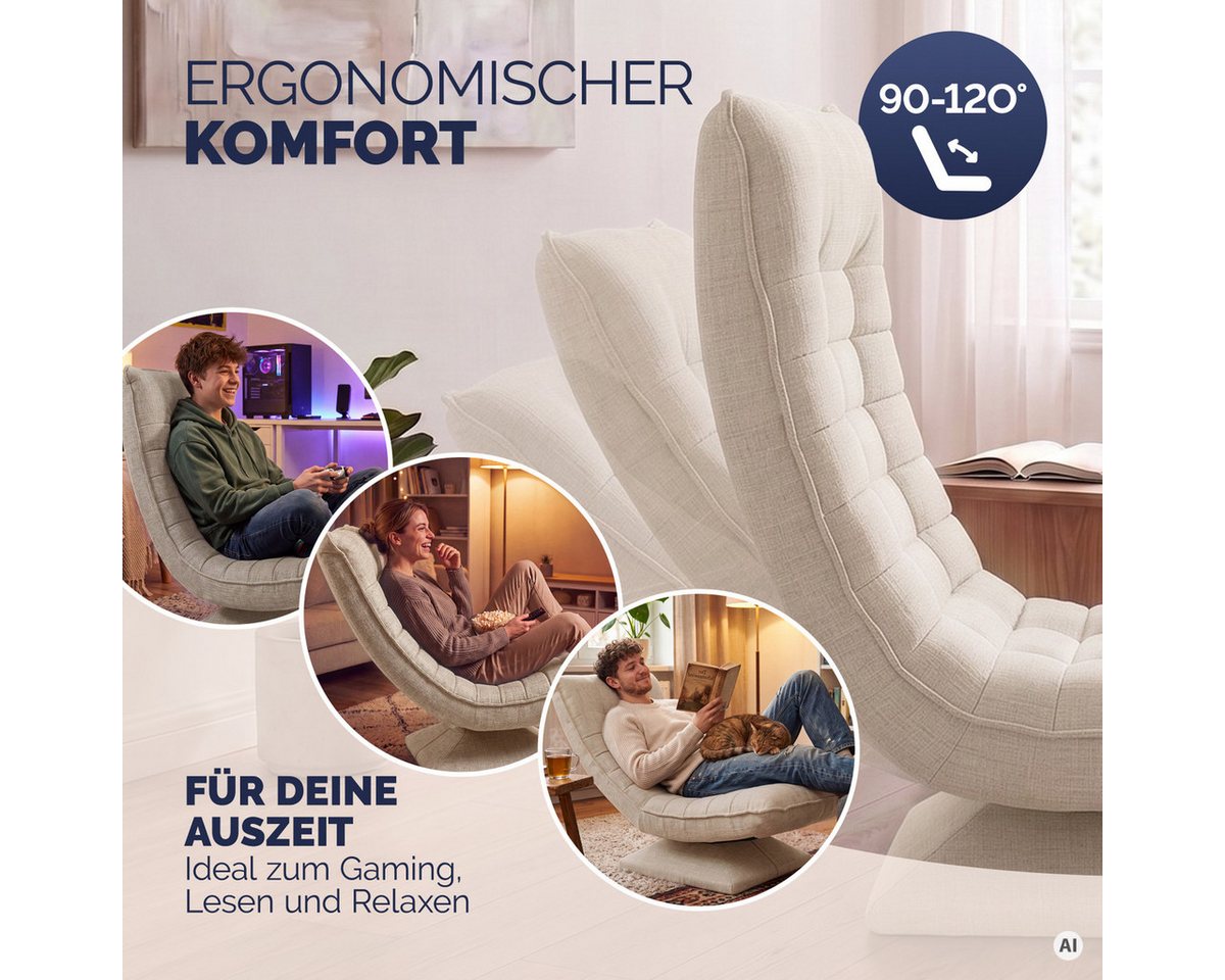 Casaria Relaxsessel Aberdeen, verstellbare Lehne Drehbar Klappbar 150kg Belastbarkeit 60x105x87cm – Bild 4 von 5