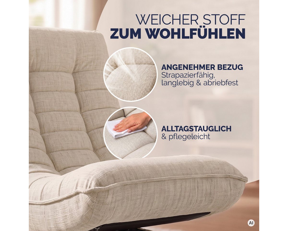 Casaria Relaxsessel Aberdeen, verstellbare Lehne Drehbar Klappbar 150kg Belastbarkeit 60x105x87cm – Bild 5 von 5