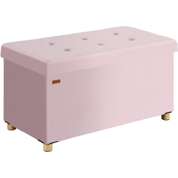 Casaria Sitzbank, Samt Rosa Faltbar mit Holzfüßen 76x38cm 300kg Belastbarkeit Flur