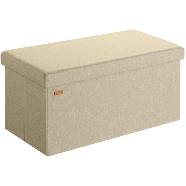 Casaria Sitzbank, mit Stauraum Faltbar Beige 80x40x40cm Gepolstert Deckel Stoff Stabil