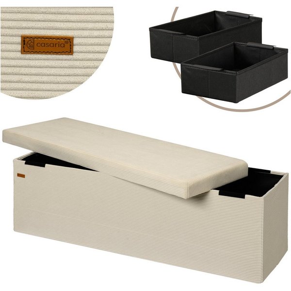 Casaria Sitzbank, Cord Beige Faltbar inkl. Boxen 114x38cm 300kg Belastbarkeit Wohnzimmer