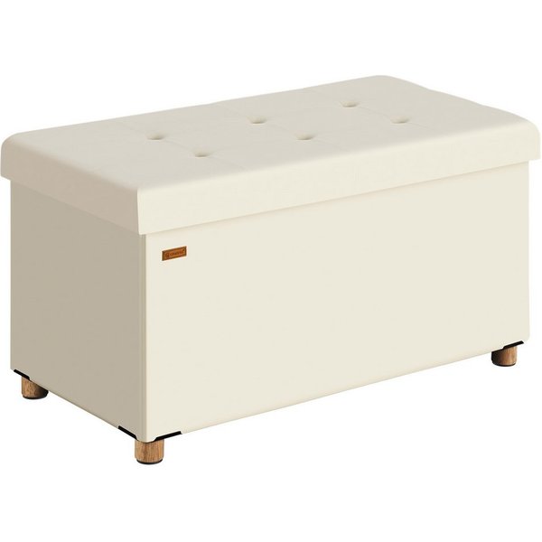 Casaria Sitzbank, Samt Beige Faltbar mit Holzfüßen 76x38cm 300kg Belastbarkeit Flur