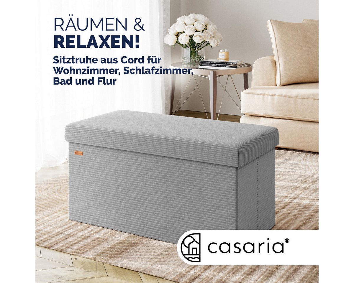 Casaria Sitzbank, Cord Beige Faltbar 76x38cm 300kg Belastbarkeit Wohnzimmer Schlafzimmer – Bild 2 von 5