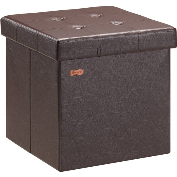 Casaria Sitzhocker, mit Stauraum Braun Faltbar Deckel Kunstleder Gepolstert 38x38x38cm