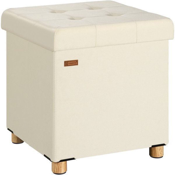 Casaria Sitzhocker, Samt Beige Faltbar inkl. Füßen 38x38cm 300kg Belastbarkeit Wohnzimmer