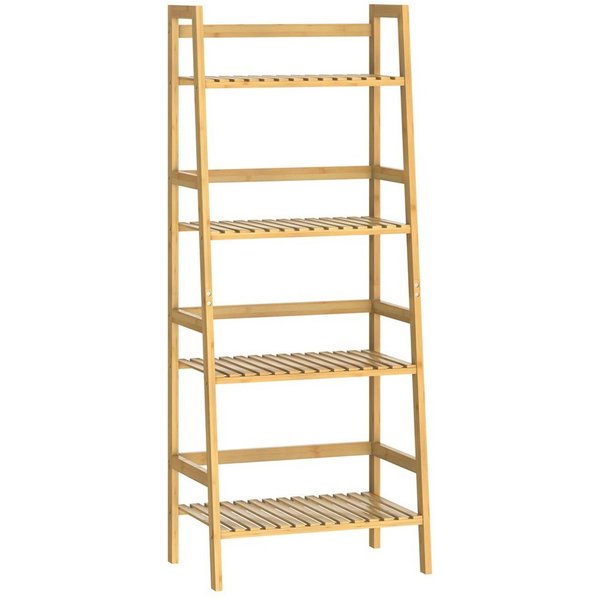 Casaria Standregal, Bambus 4 Ebenen 123x48x32cm Massiv 40kg Belastbarkeit Nachhaltig