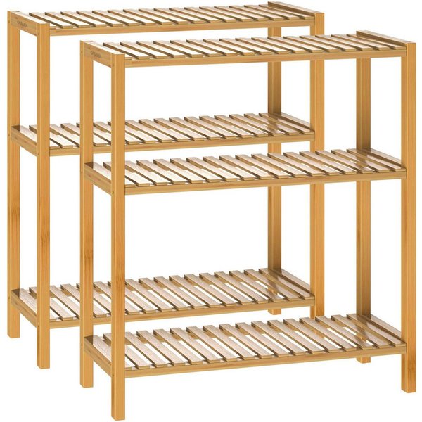 Casaria Standregal, Regal Stehend Holz 3 Ablagen 30kg Belastbar Schmal Küche Klarlack