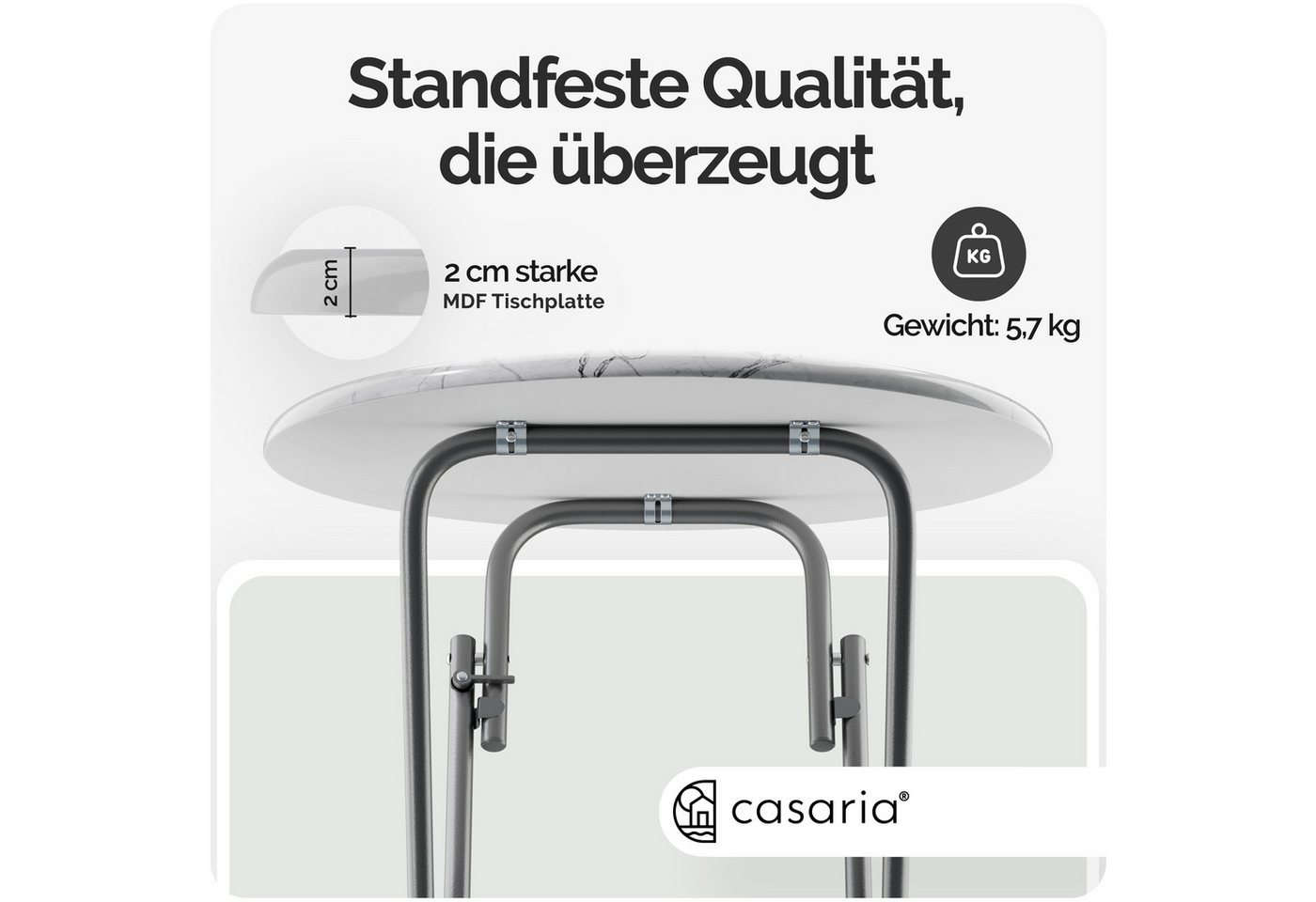Casaria Stehtisch (1-St), Klappbar 110cm Hoch Rund Ø60cm Garten Camping Bistrotisch Partytisch – Bild 5 von 5