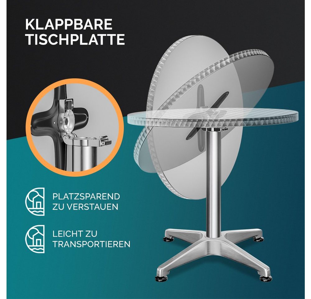Casaria Stehtisch (1-St), Klappbar Höhenverstellbar 70cm / 115cm Hoch Alu Rund Ø60cm Wetterfest – Bild 5 von 5