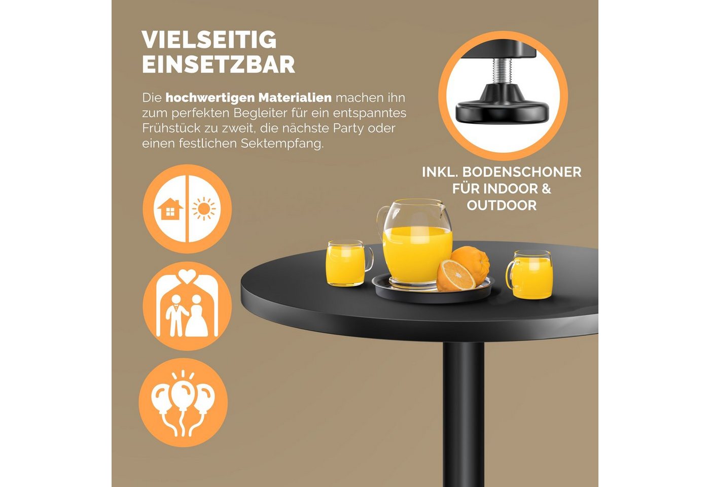Casaria Stehtisch (1-St), Höhenverstellbar 70cm/115cm Hoch Alu Rund Ø60cm Bistrotisch Wetterfest – Bild 2 von 5
