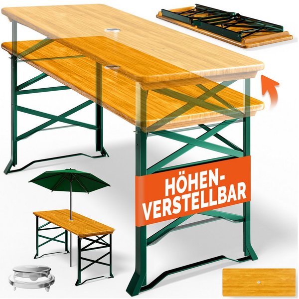 Casaria Stehtisch (1-St), Höhenverstellbar Klappbar Garten Holz Bartisch Partytisch Buffettisch