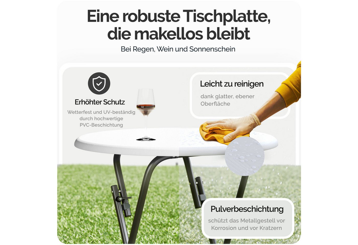 Casaria Stehtisch (1-St), Klappbar 110cm Hoch Rund Ø60cm Garten Camping Bistrotisch Partytisch – Bild 3 von 5