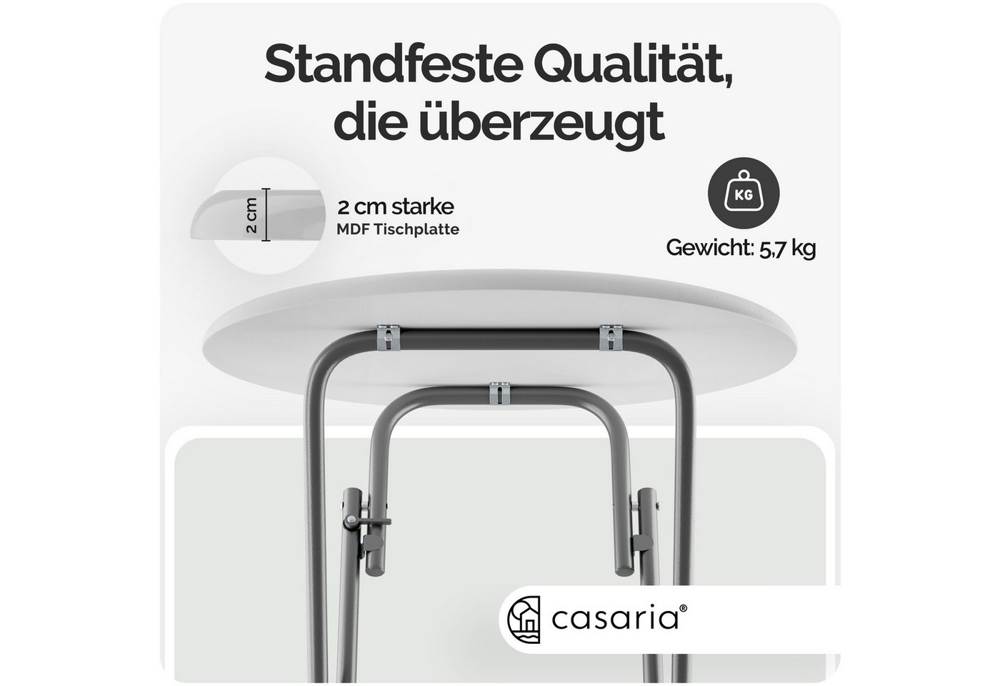 Casaria Stehtisch (1-St), Klappbar 110cm Hoch Rund Ø60cm Garten Camping Bistrotisch Partytisch – Bild 5 von 5