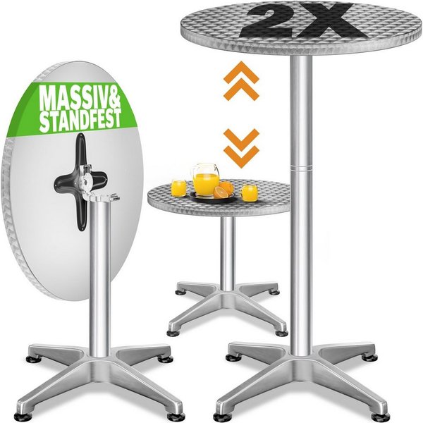 Casaria Stehtisch, Klappbar Höhenverstellbar 70cm/115cm Aluminium Rund Ø 60cm Wetterfest