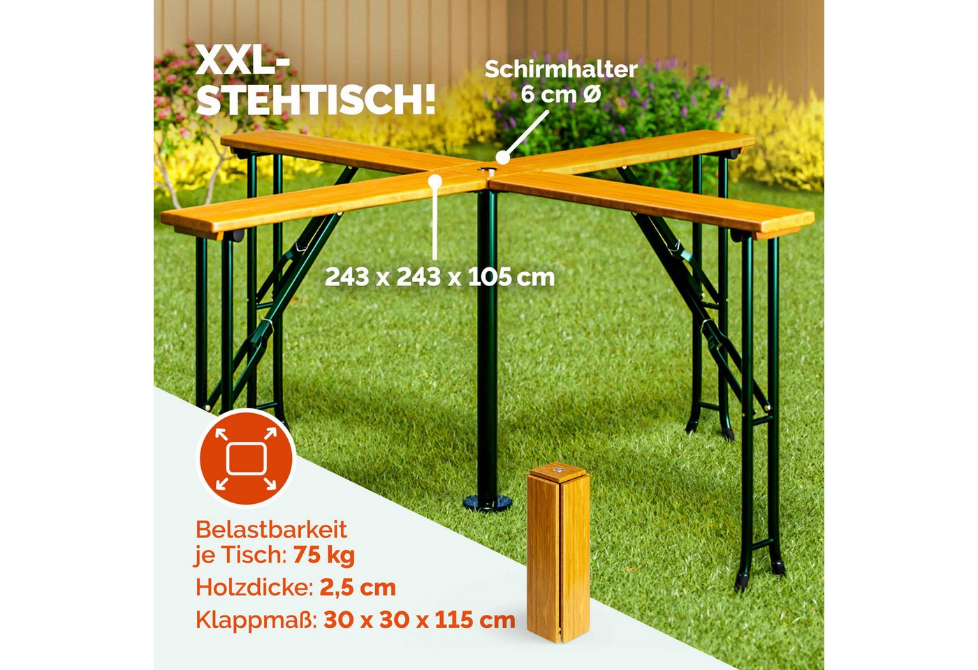 Casaria Stehtisch Quattro (1-St), Quattro XXL Klappbar Stehtisch Biertisch Bartisch Bierzeltgarnitur – Bild 2 von 5