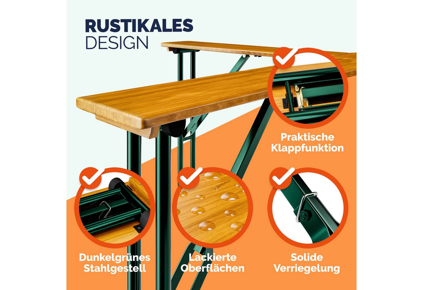 Casaria Stehtisch Quattro (1-St), Quattro XXL Klappbar Stehtisch Biertisch Bartisch Bierzeltgarnitur – Bild 4 von 5