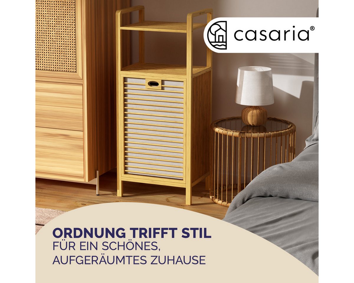 Casaria Wäschekorb (1 St), Badregal Stehend Bambus mit Wäschebox Wäschesammler Ablage Holz 40L – Bild 3 von 5