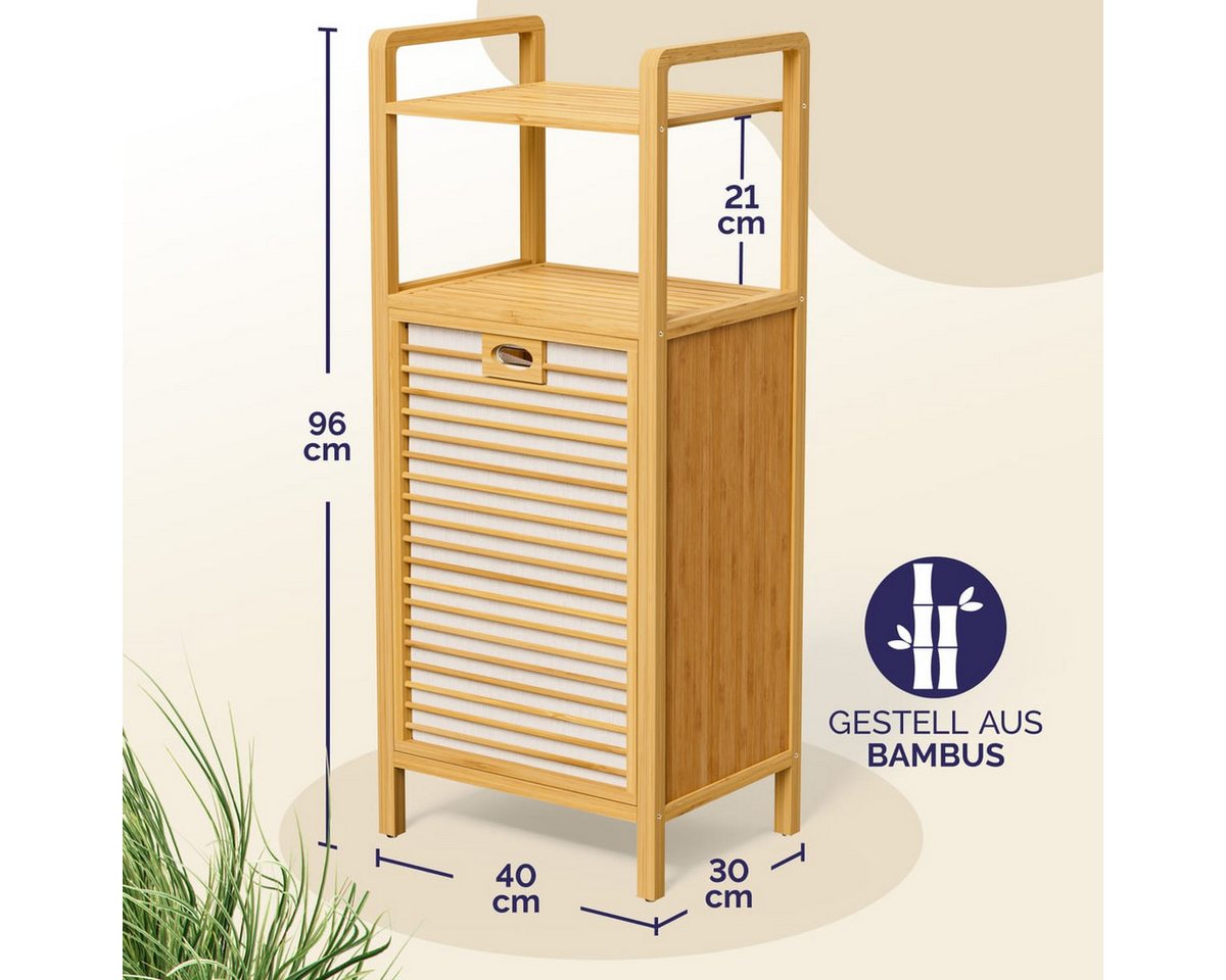 Casaria Wäschekorb (1 St), Badregal Stehend Bambus mit Wäschebox Wäschesammler Ablage Holz 40L – Bild 4 von 5