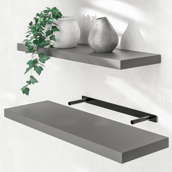 Casaria Wandboard, Grau Hängeregal mit Halterung 15kg Tragkraft Küche Matt 70cm