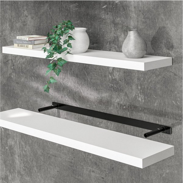 Casaria Wandboard, Weiß Hängeregal mit Halterung 15kg Tragkraft Küche Matt 110cm