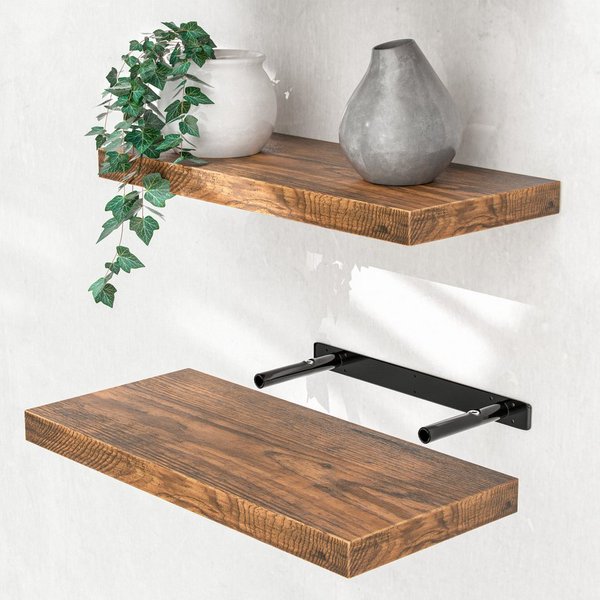 Casaria Wandboard, Dunkle Eiche Hängeregal mit Halterung 15kg Tragkraft Wohnzimmer 50cm