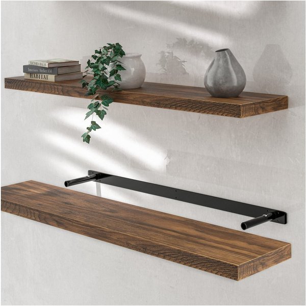 Casaria Wandboard, Dunkle Eiche Hängeregal mit Halterung 15kg Tragkraft Wohnzimmer 110cm