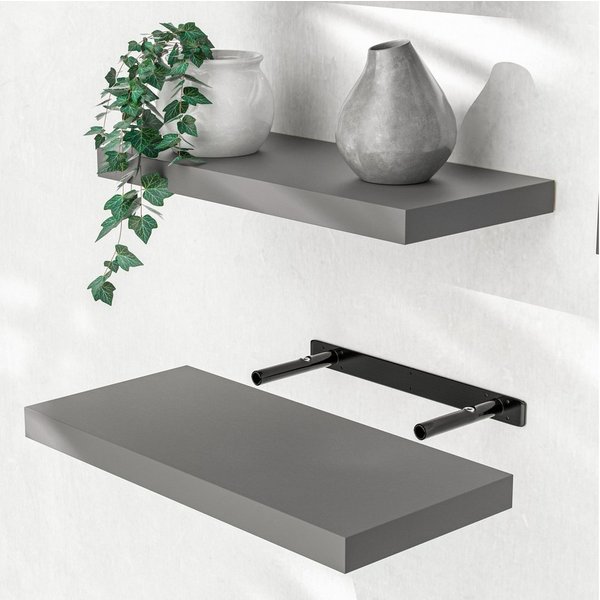 Casaria Wandboard, Grau Hängeregal mit Halterung 15kg Tragkraft Küche Matt 50cm
