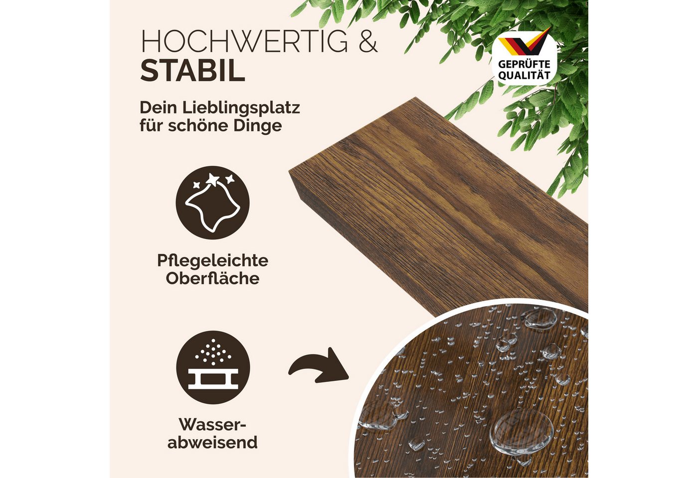 Casaria Wandboard, Dunkle Eiche Hängeregal mit Halterung 15kg Tragkraft Wohnzimmer 90cm – Bild 2 von 5