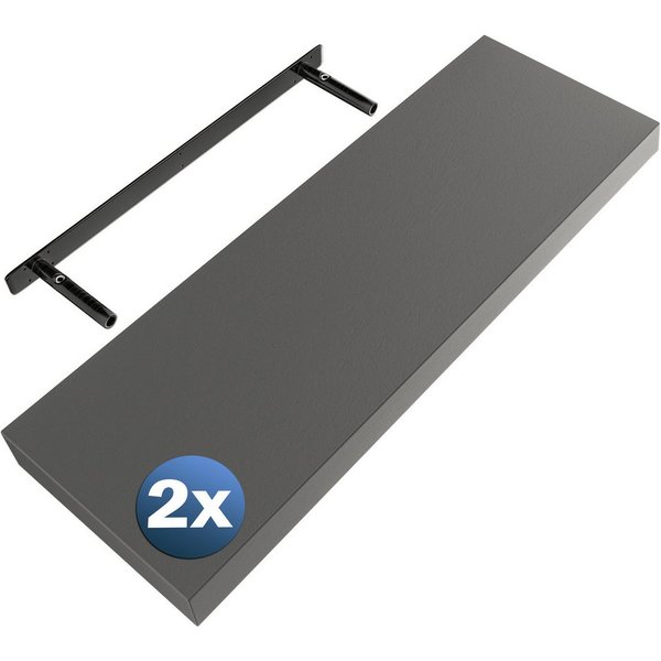Casaria Wandregal, Grau Hängeregal mit Halterung 15kg Tragkraft Küche Matt 70cm