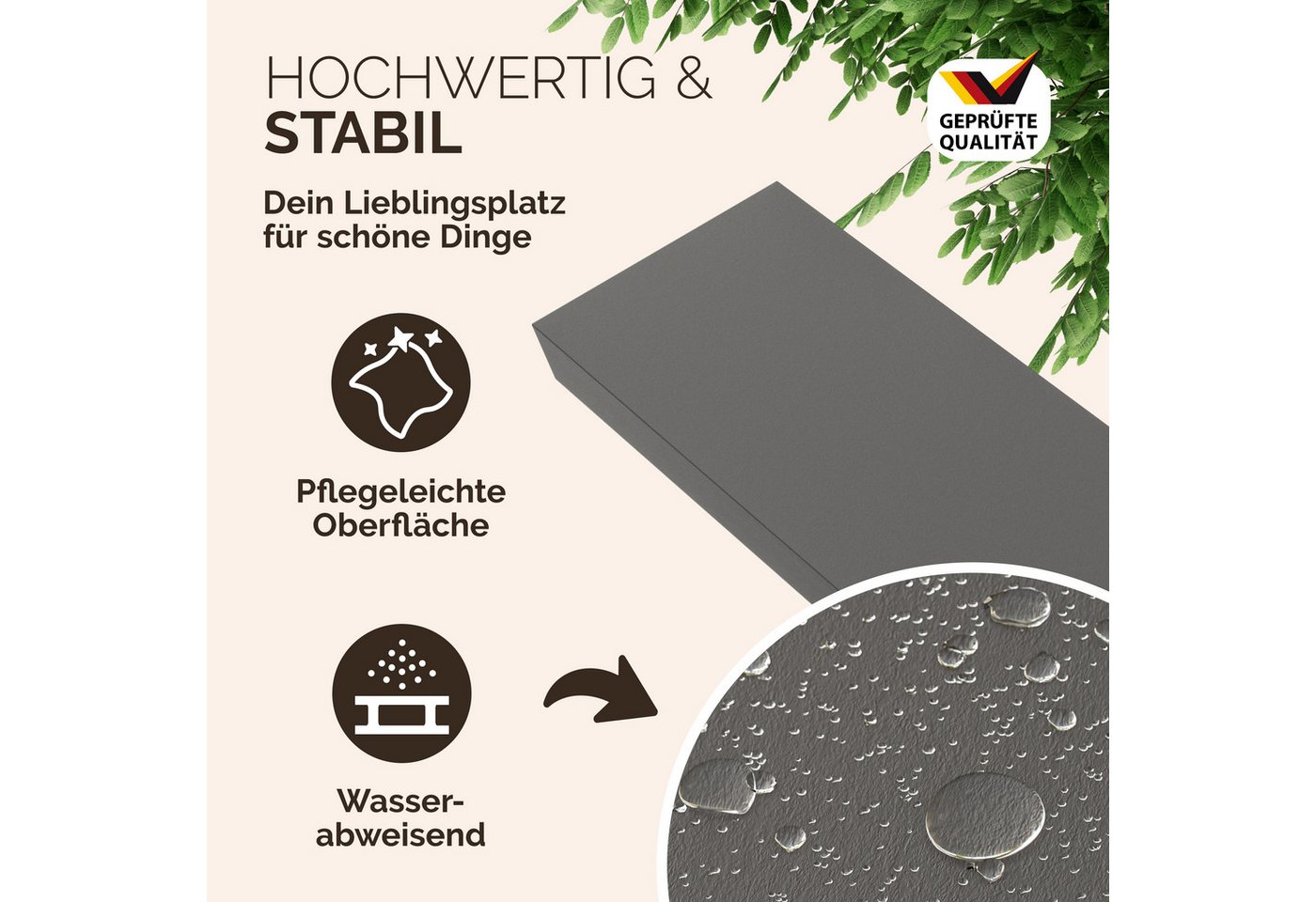 Casaria Wandregal, Grau Hängeregal mit Halterung 15kg Tragkraft Küche Matt 70cm – Bild 2 von 5