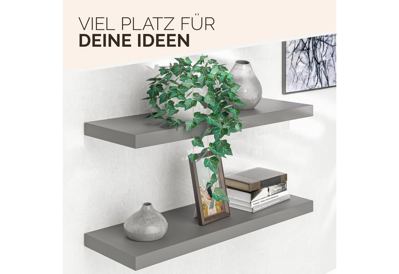 Casaria Wandregal, Grau Hängeregal mit Halterung 15kg Tragkraft Küche Matt 70cm – Bild 4 von 5