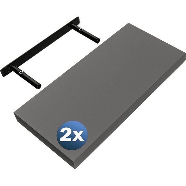 Casaria Wandregal, Grau Hängeregal mit Halterung 15kg Tragkraft Küche Matt 50cm
