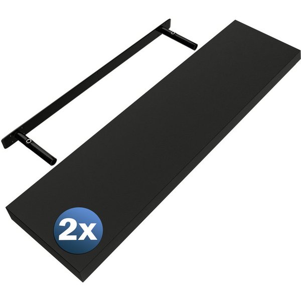 Casaria Wandregal, Schwarz Hängeregal mit Halterung 15kg Tragkraft Küche Matt 90cm