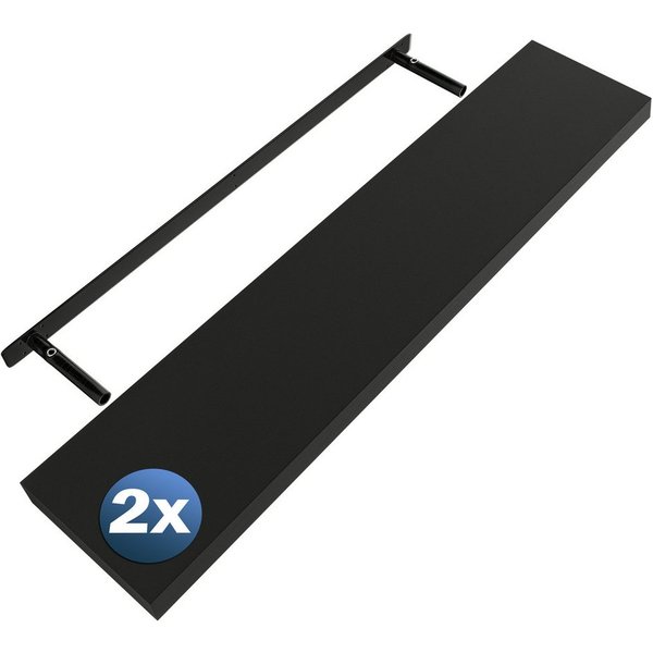 Casaria Wandregal, Schwarz Hängeregal mit Halterung 15kg Tragkraft Küche Matt 110cm